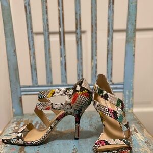 ANTONIO MELANI Multicolor Snakeskin Strappy High Heels